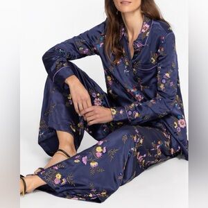 Johnny was misty rayon button down shirt & pant set sapphire blue